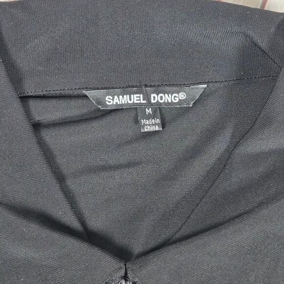 Samuel Dong Tier Ruffle Front Sleeveless Multi Color Pattern Black Tunic Dress M - Picture 4 of 8